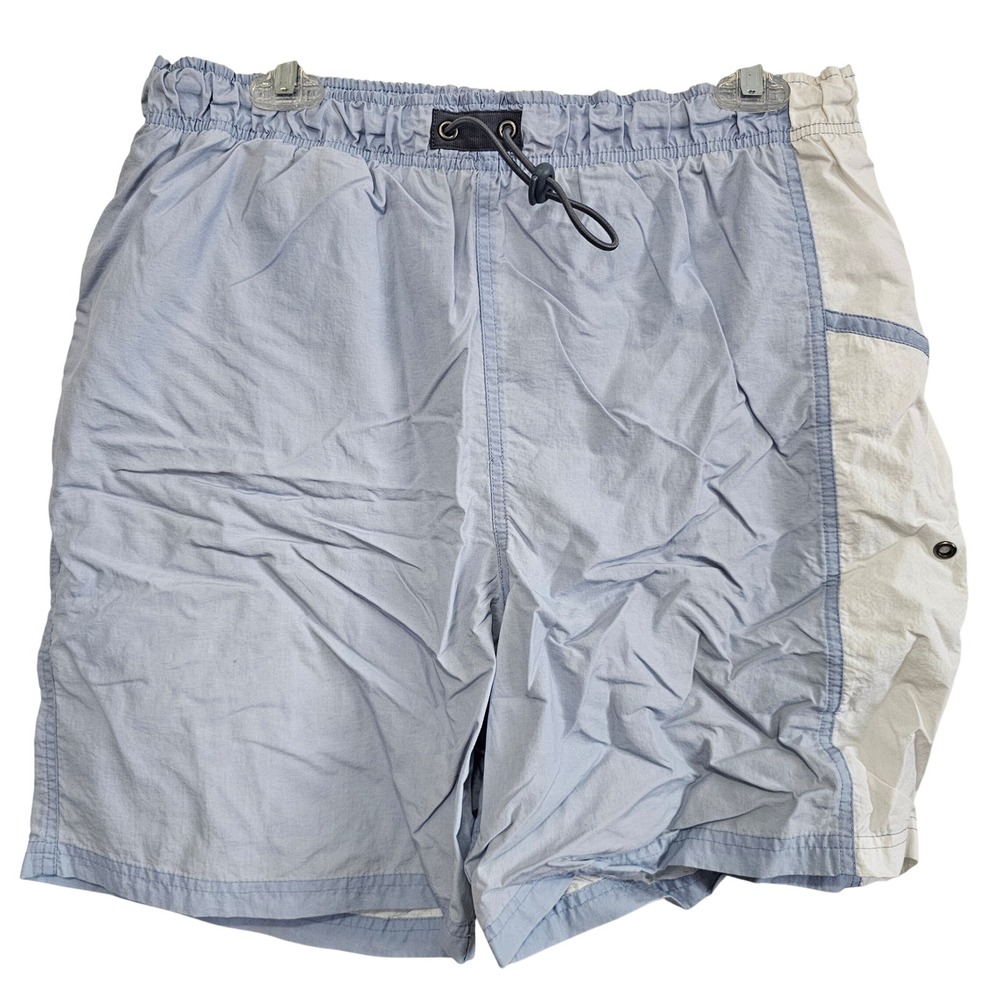 Sand N Sun Mens Swim Trunks Blue Cream Colorblock Mesh Lined Board Shorts Size M